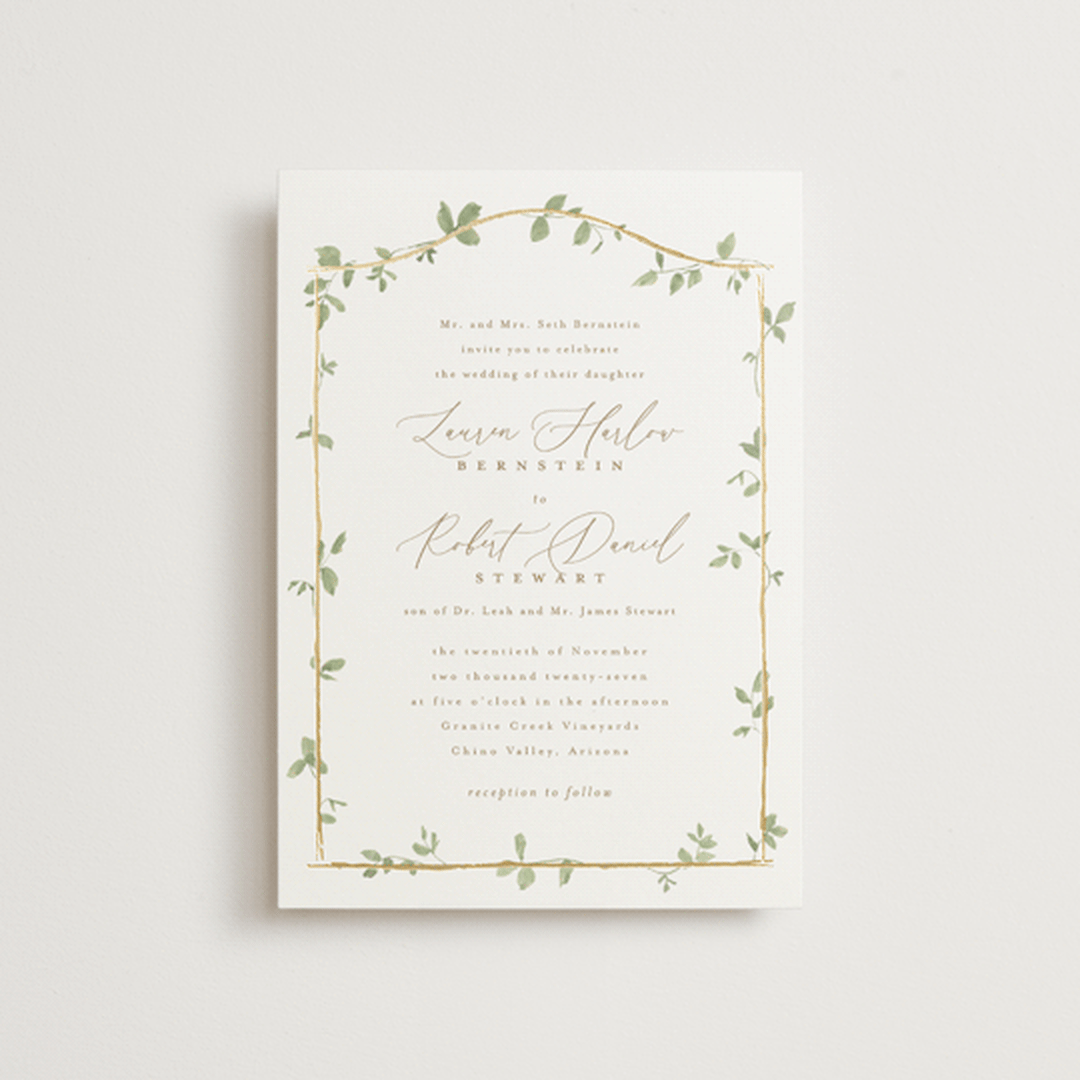 "Canopy" - Wedding Invitations in Ivy by Everett Paper Goods - Front