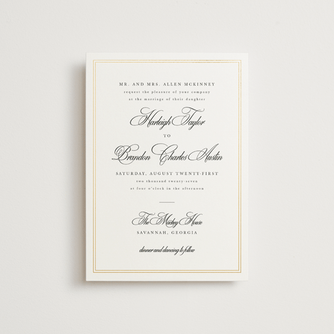 "Traditionalist" - Wedding Invitations in Snow by Sarah Brown - Front