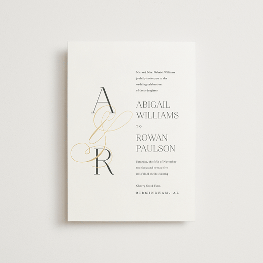 "Initialed" - Wedding Invitations in Chantilly by Jessica Williams - Front