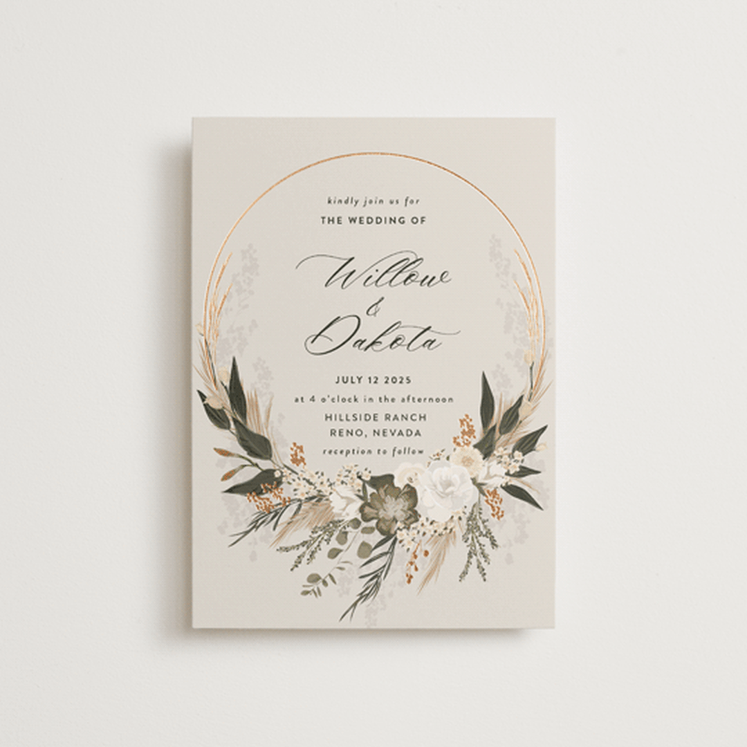 "Botanical Edge" - Wedding Invitations in Latte by Susan Moyal - Front