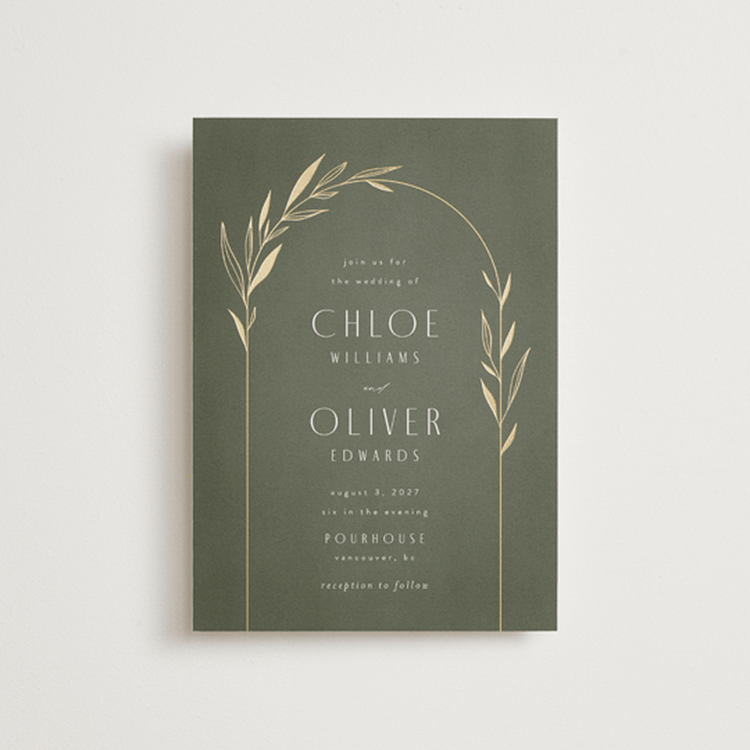 "Botanical Arches" - Wedding Invitations in Moss by Kelly Schmidt - Front