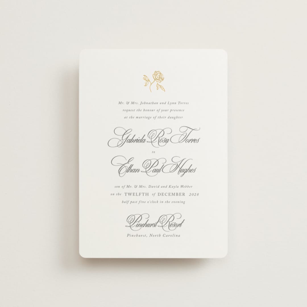 "Here With You" - Wedding Invitations in Classic Bride by Design Lotus - Front