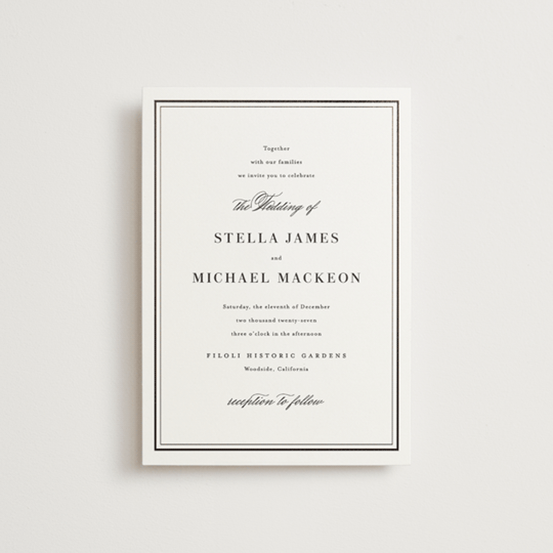 "Polished" - Wedding Invitations in Cotton by Jennifer Postorino - Front