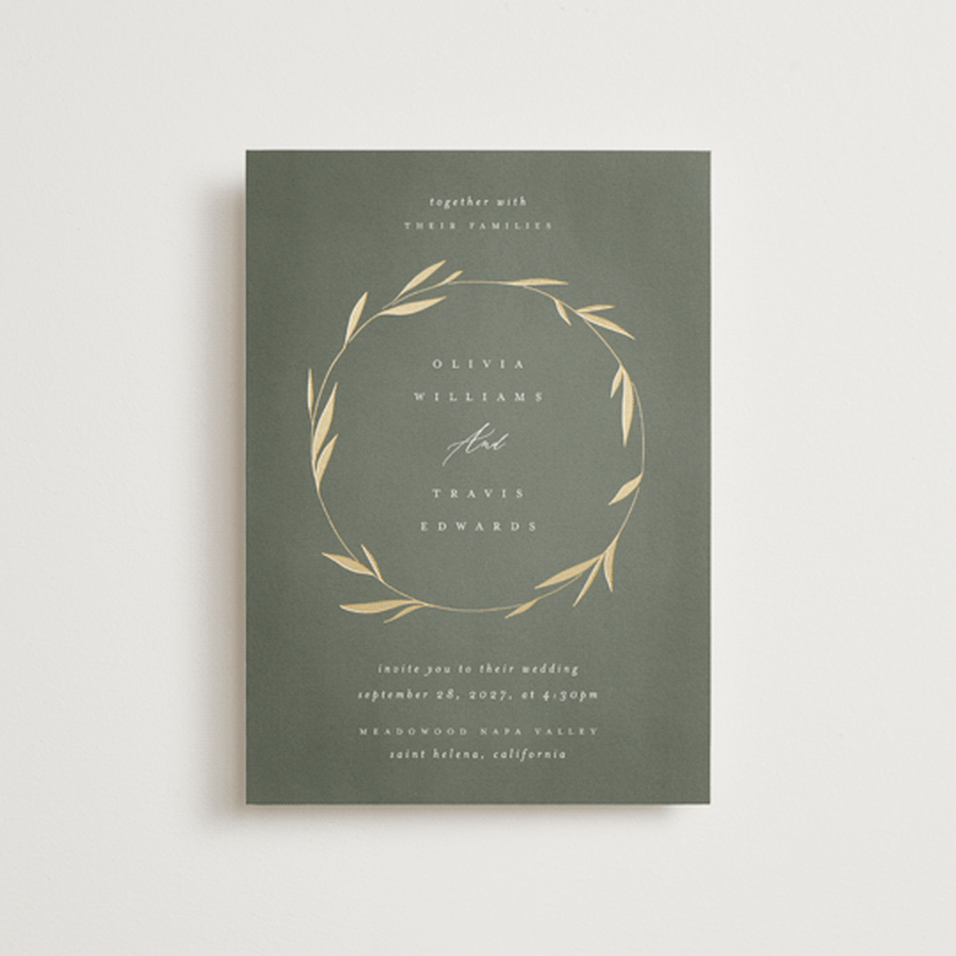 "Minimal Circle" - Wedding Invitations in Moss by Kelly Schmidt - Front
