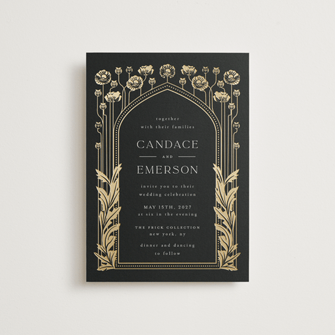 "Nouveau flowers" - Wedding Invitations in Onyx by Ana de Sousa - Front