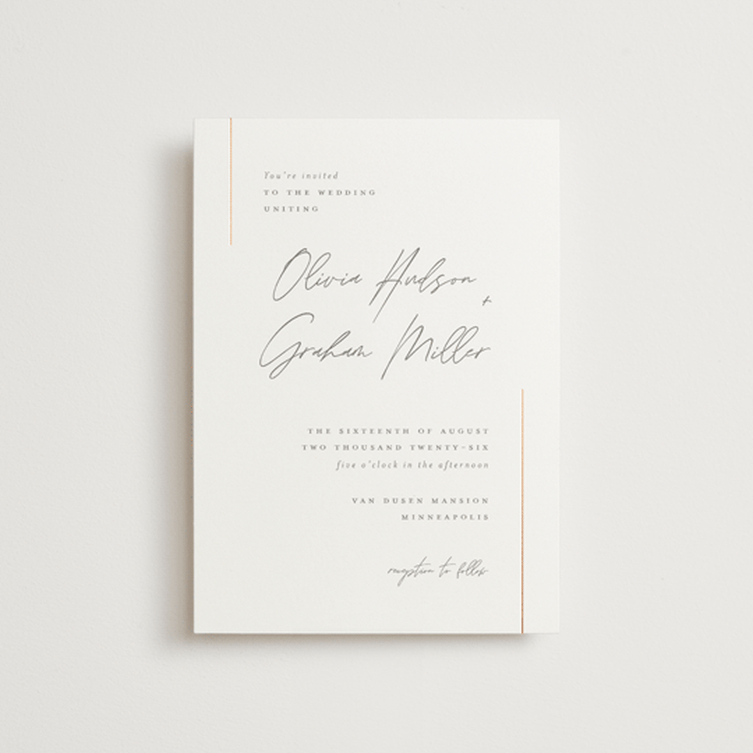"Simple Lines" - Wedding Invitations in Snow by Michelle Taylor - Front