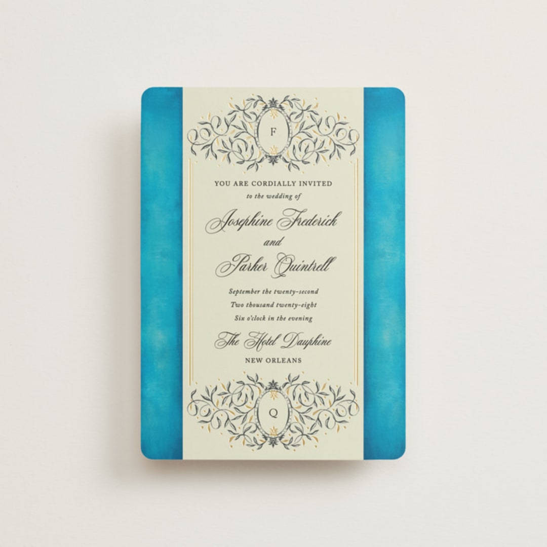 "Josephine" - Wedding Invitations in Marine by Jackie Crawford - Front