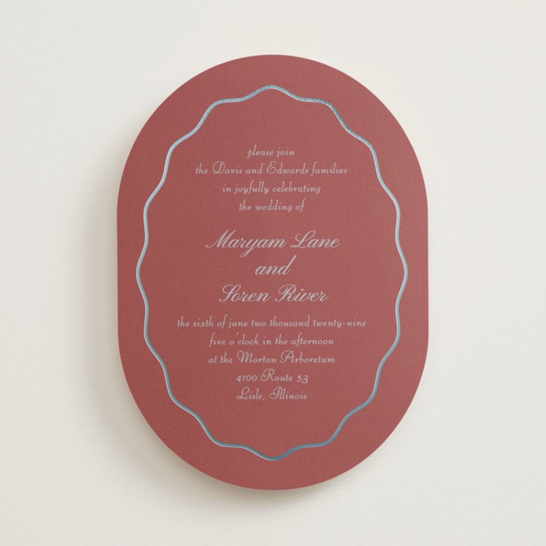 "Scallop Frame" - Wedding Invitations in Burgundy by Baumbirdy - Front