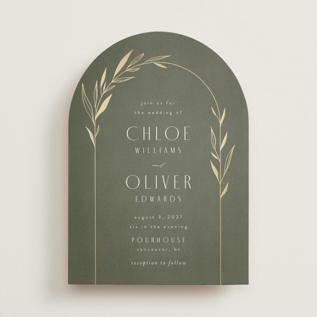 "Botanical Arches" - Wedding Invitations in Moss by Kelly Schmidt - Front