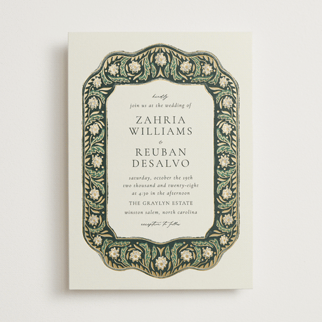 "Frame" - Wedding Invitations in Emerald by Jen Owens - Front