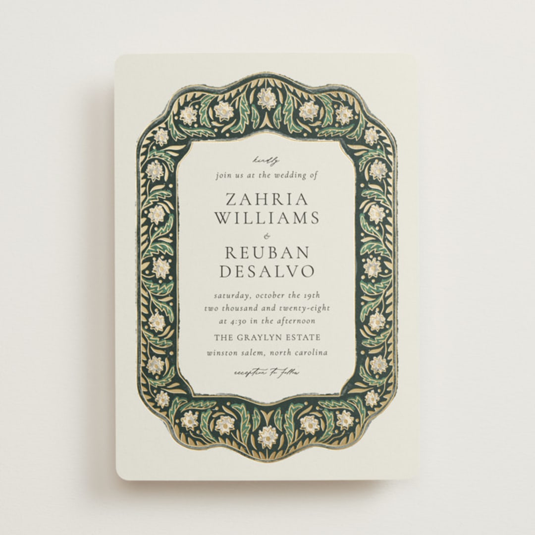 "Frame" - Wedding Invitations in Emerald by Jen Owens - Front