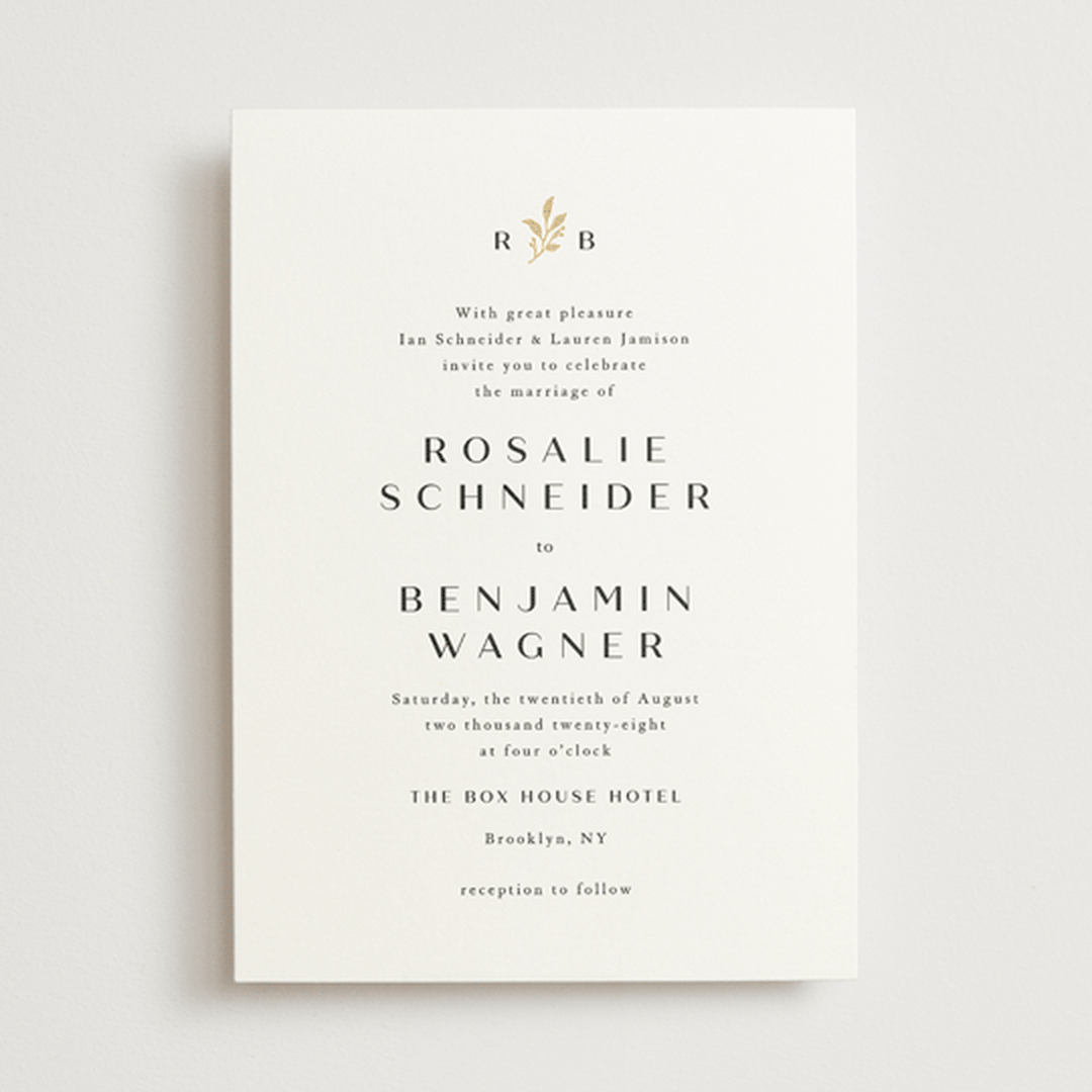 "Petite Sprig" - Wedding Invitations in Black Dahlia by Olivia Raufman - Front