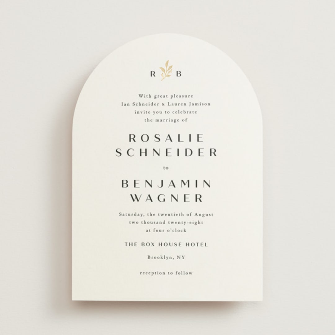 "Petite Sprig" - Wedding Invitations in Black Dahlia by Olivia Raufman - Front