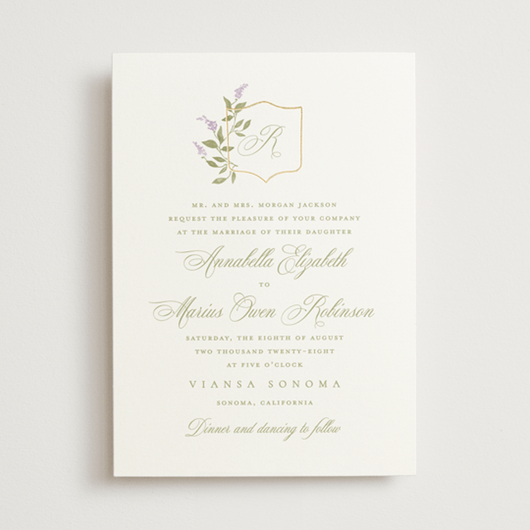 "Marmont" - Wedding Invitations in Lilac by Kristie Kern - Front