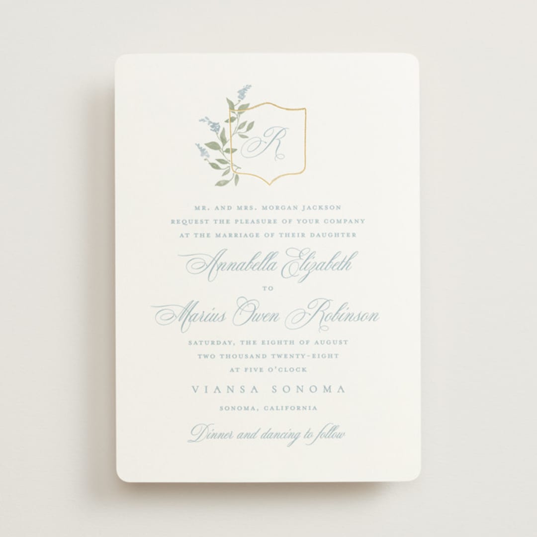 "Marmont" - Wedding Invitations in Bluebell by Kristie Kern - Front
