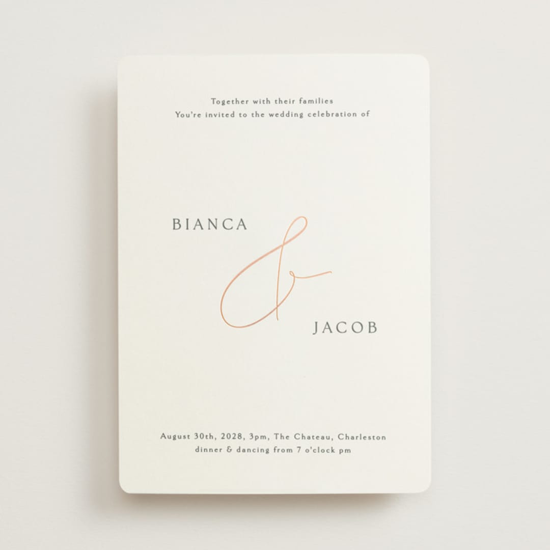 "Eloquent" - Wedding Invitations in Cotton by Angela Thompson - Front