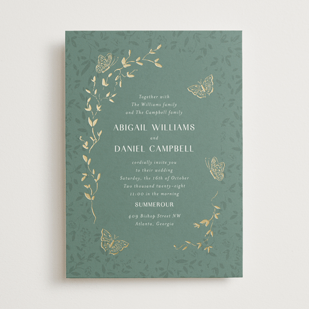 "Southern Romance" - Wedding Invitations in Eucalyptus by Simona Camp - Front