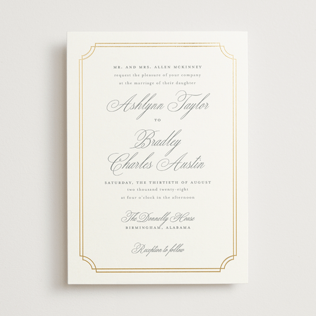 "Formally" - Wedding Invitations in Mist by Sarah Brown - Front