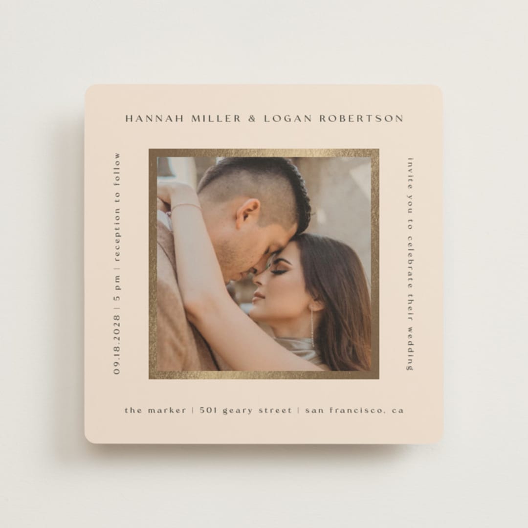 "Framed Photo" - Wedding Invitations in Latte by Stacy Maalouf - Front