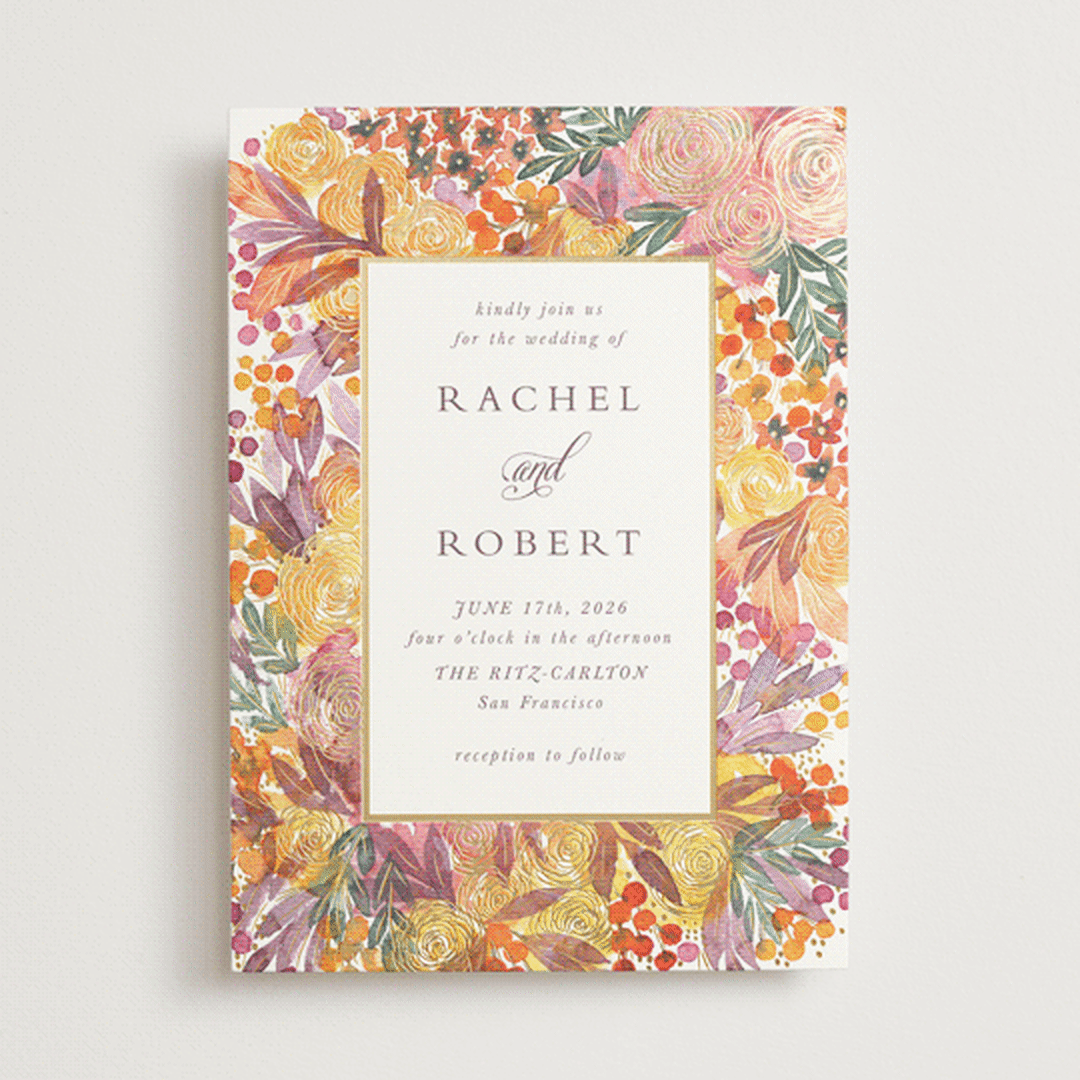 "Autumn flowers" - Wedding Invitations in Amber by Alexandra Dzh - Front