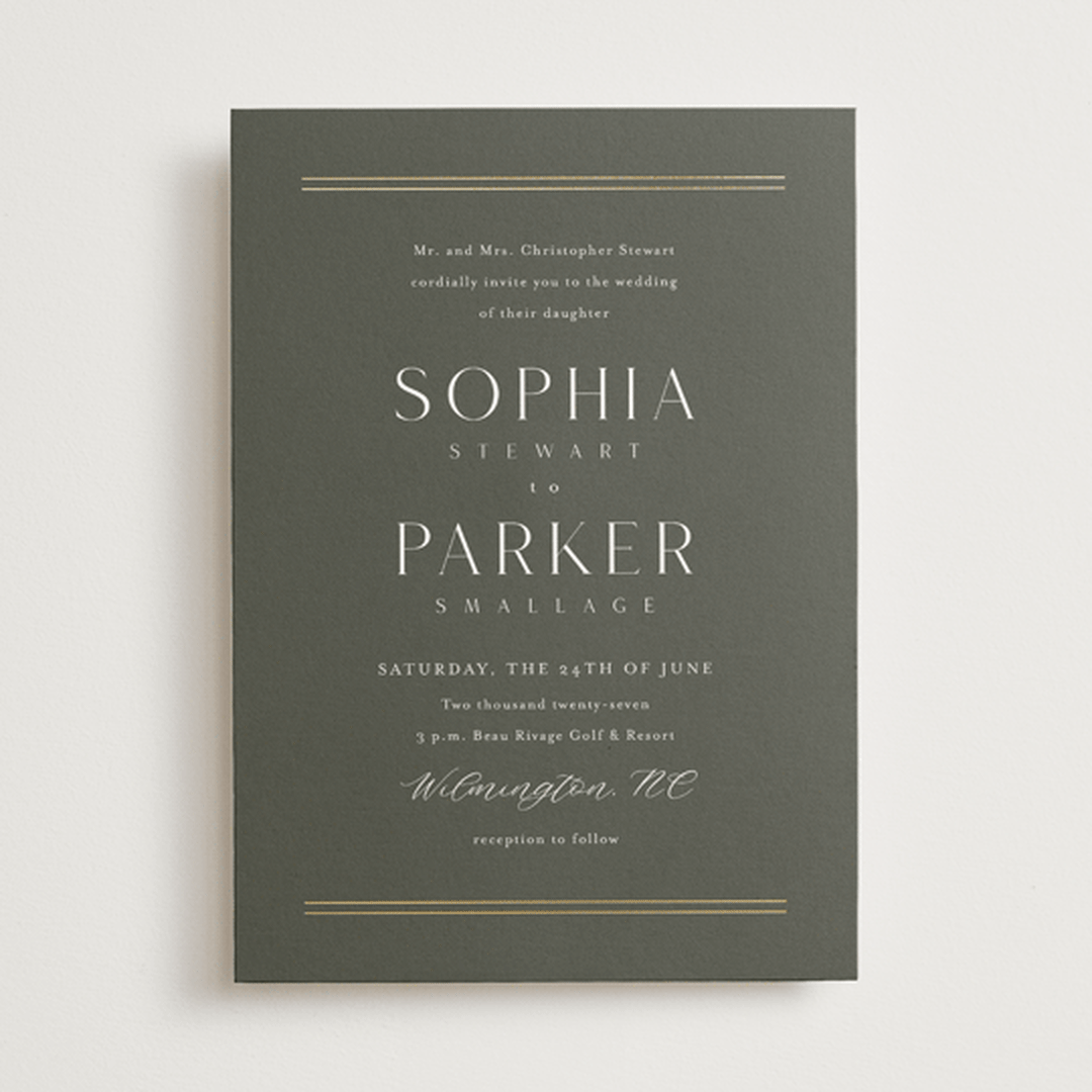 "Perfect Pair" - Wedding Invitations in Olive by Stacey Meacham - Front