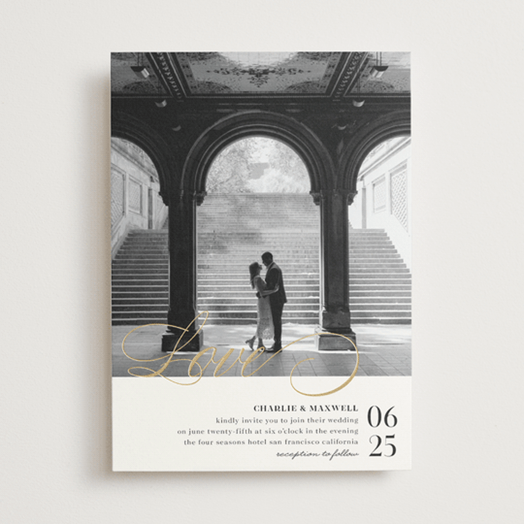 "Love" - Wedding Invitations in Cloud by Shannon Chen of Four Wet Feet Studio - Front