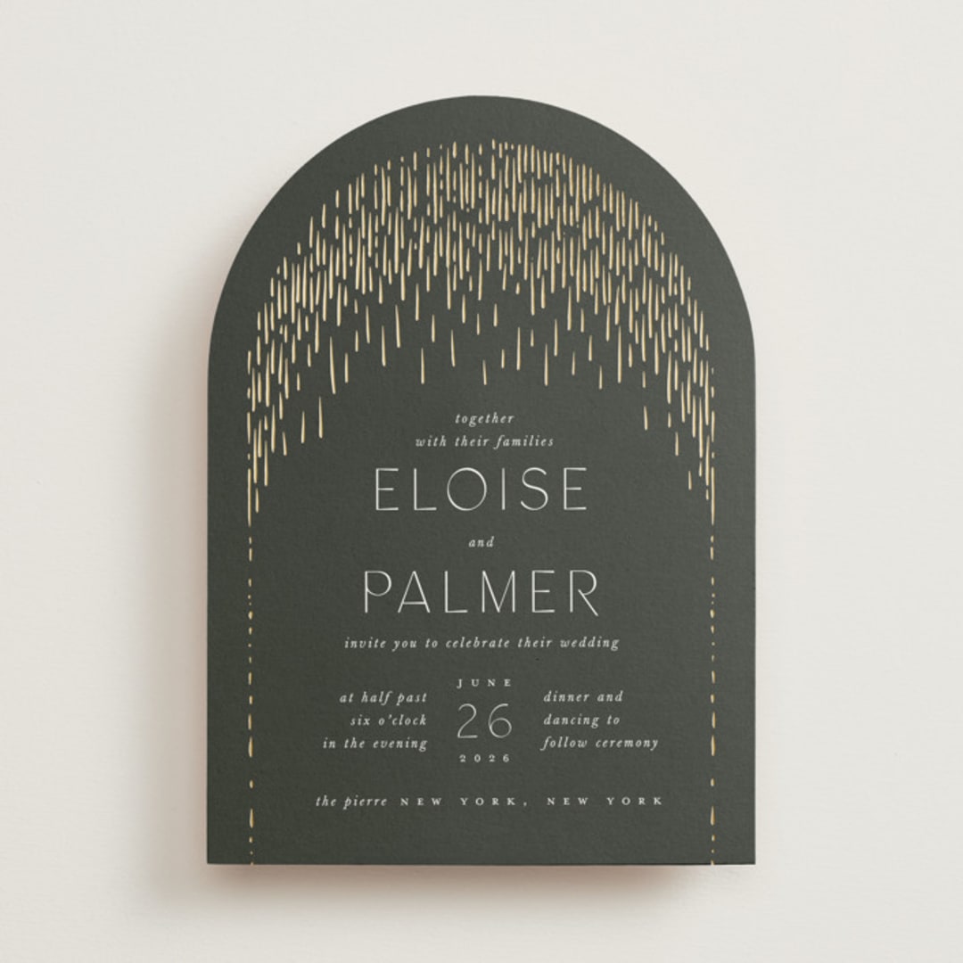 "Fringe" - Wedding Invitations in Midnight by Leah Bisch - Front