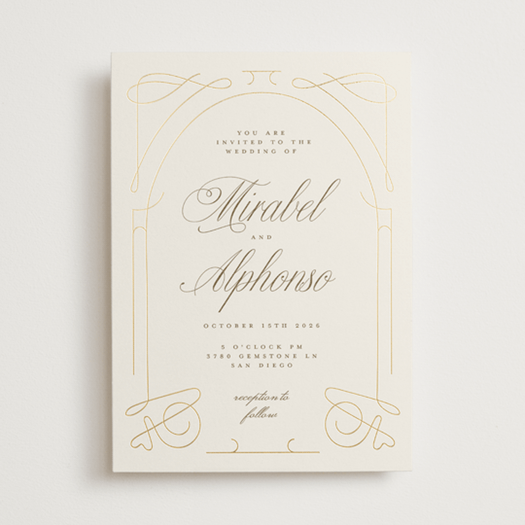 "Simple Art Nouveau" - Wedding Invitations in Cream by Katie Zimpel - Front