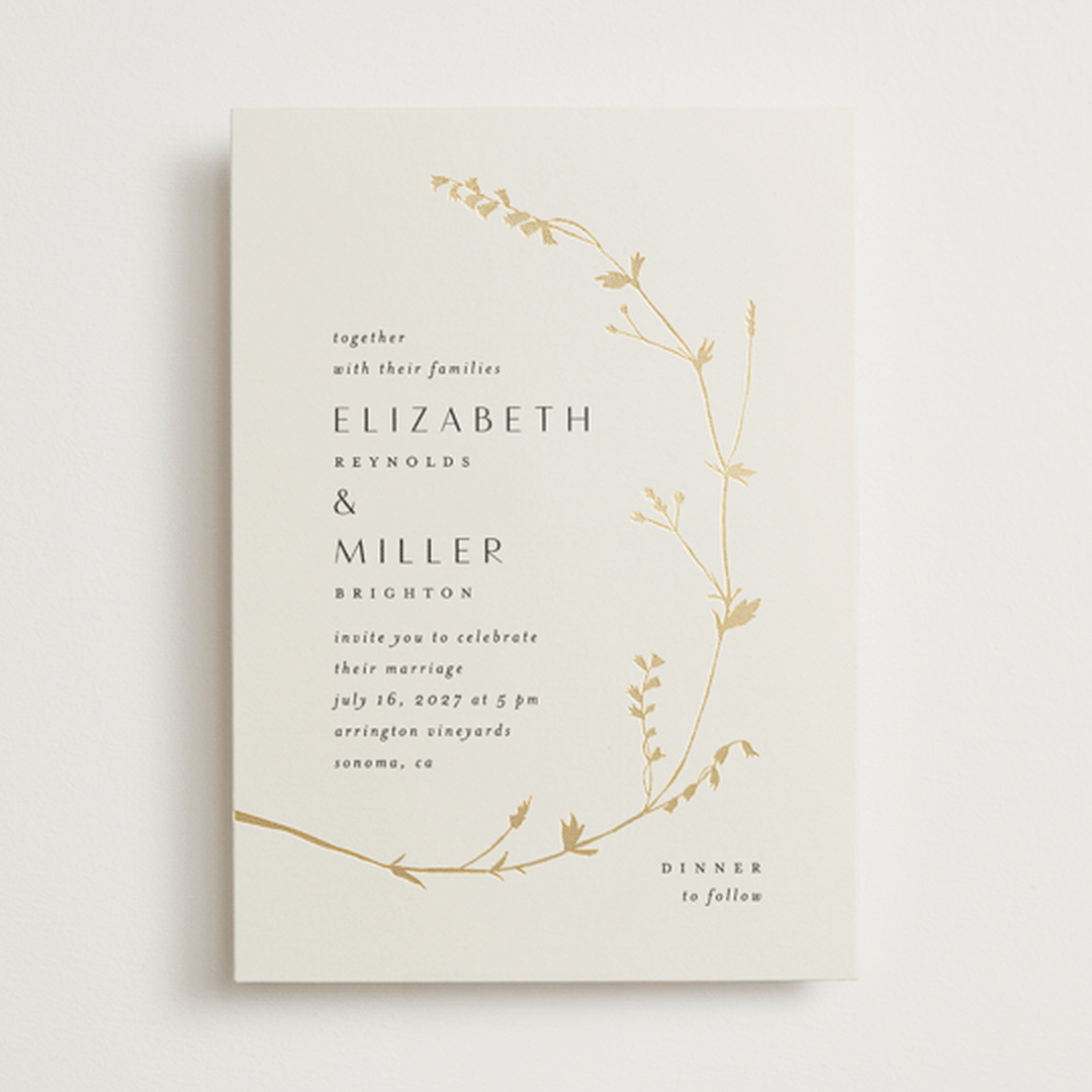 "Vine Wrap" - Wedding Invitations in Cotton by Amy Kross - Front