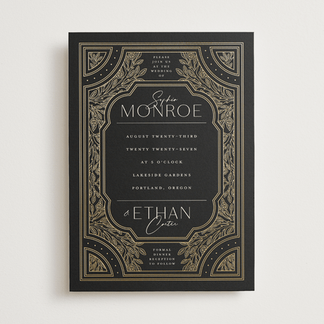 "Heirloom Branches" - Wedding Invitations in Midnight by GeekInk Design - Front