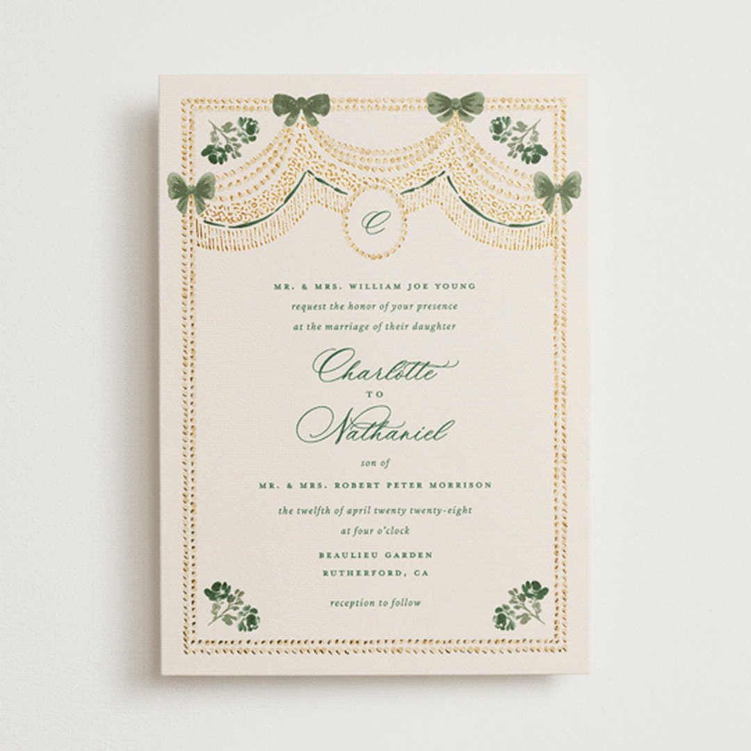 "Tuileries" - Wedding Invitations in Emerald by Claudia Orengo - Front