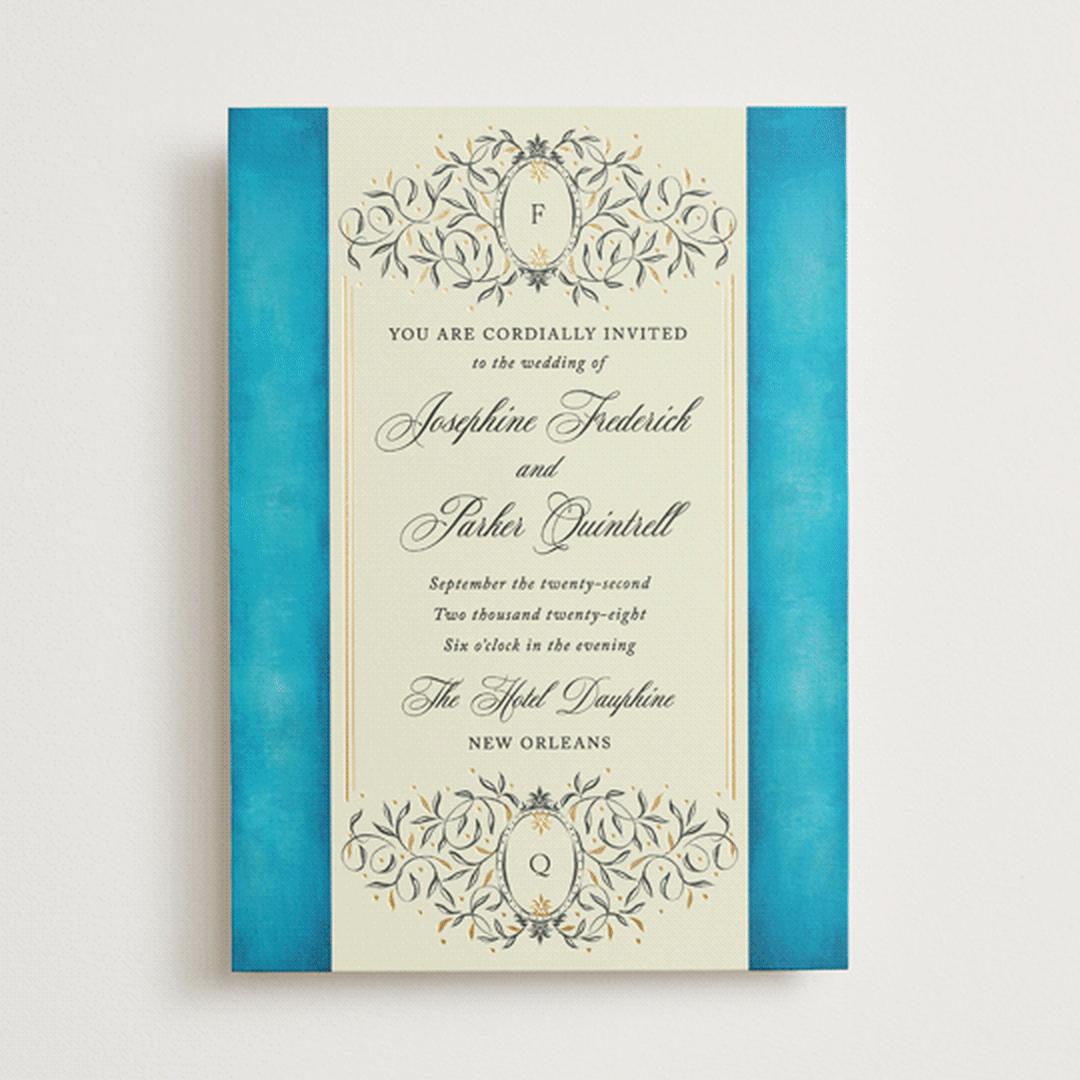 "Josephine" - Wedding Invitations in Marine by Jackie Crawford - Front