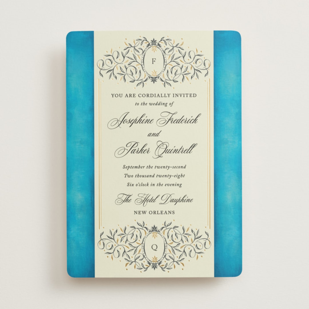 "Josephine" - Wedding Invitations in Marine by Jackie Crawford - Front