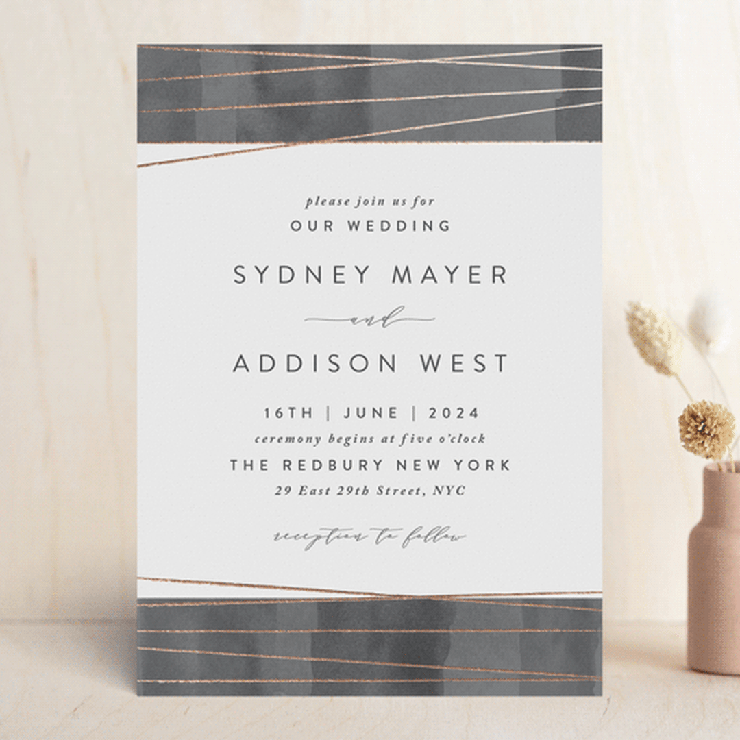 "Geo Chic" - Wedding Invitations in Charcoal by Hooray Creative - Front