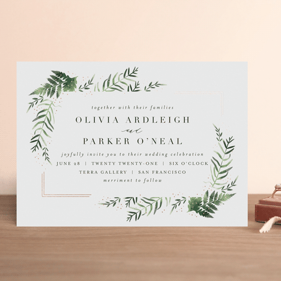 "Framed in Ferns" - Wedding Invitations in Petal by Kristie Kern - Front