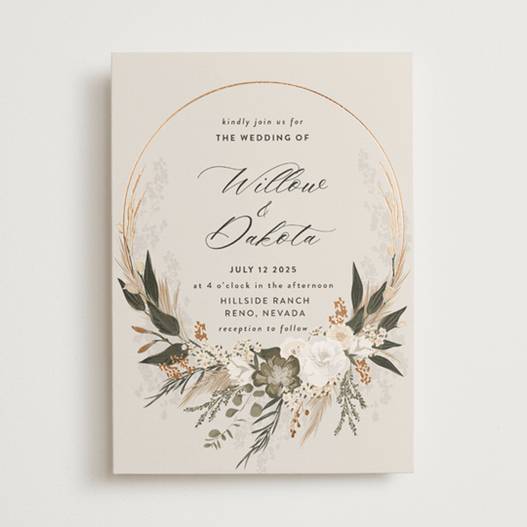 "Botanical Edge" - Wedding Invitations in Latte by Susan Moyal - Front