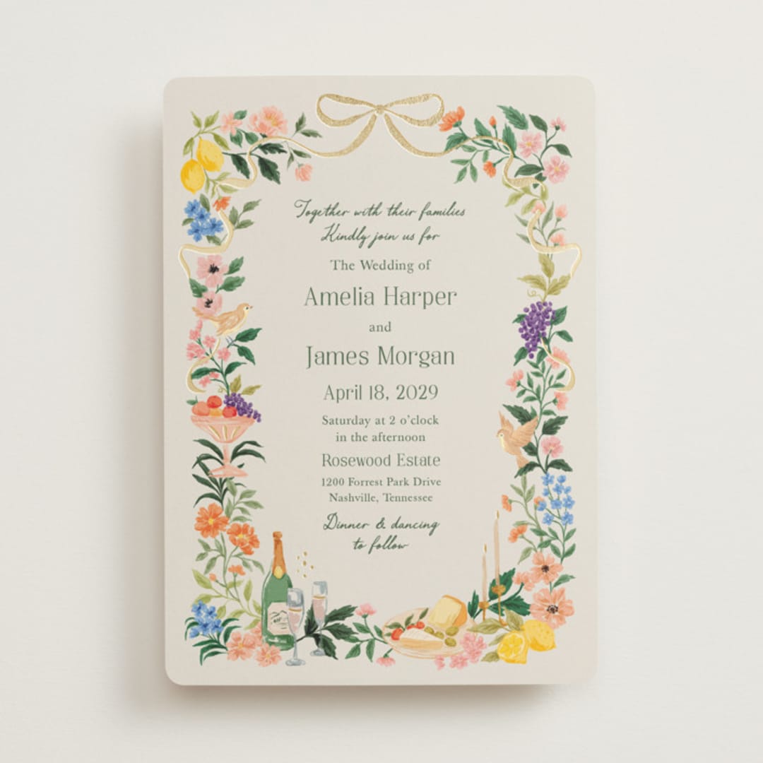 "Garden Feast" - Wedding Invitations in Garden by Elly - Front