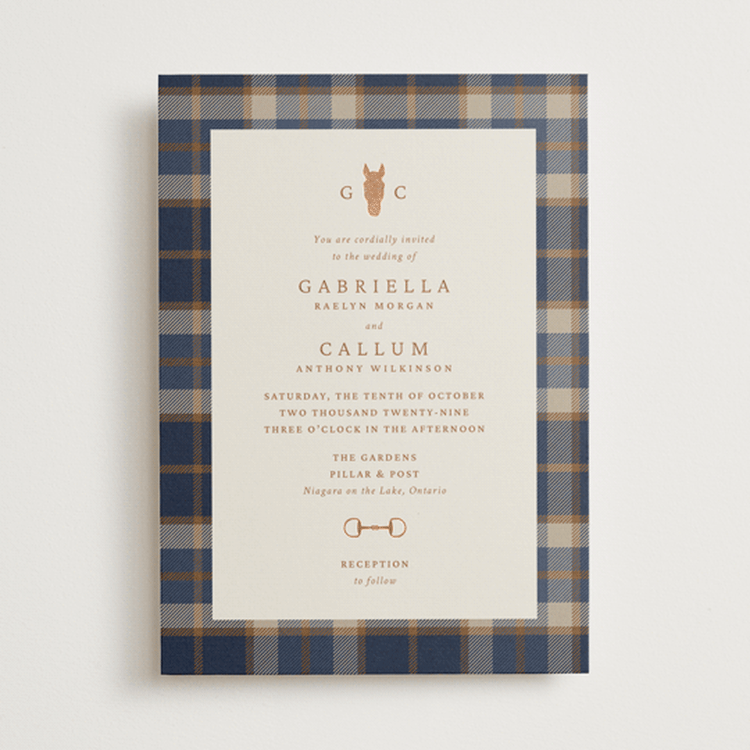 "Equestrian" - Wedding Invitations in Midnight by Sam Dubeau - Front