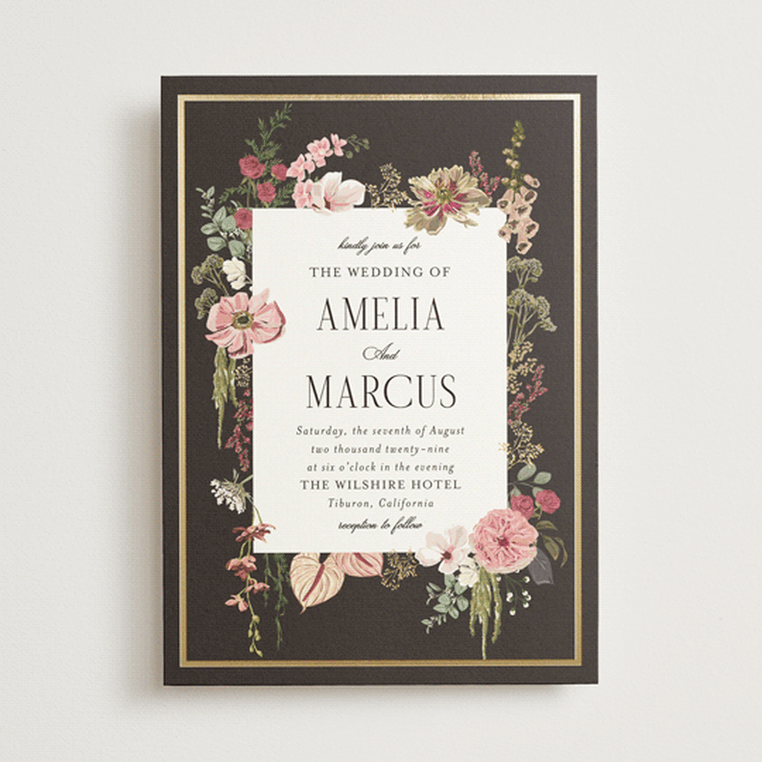 "Flouriishing" - Wedding Invitations in Blush by Susan Moyal - Front