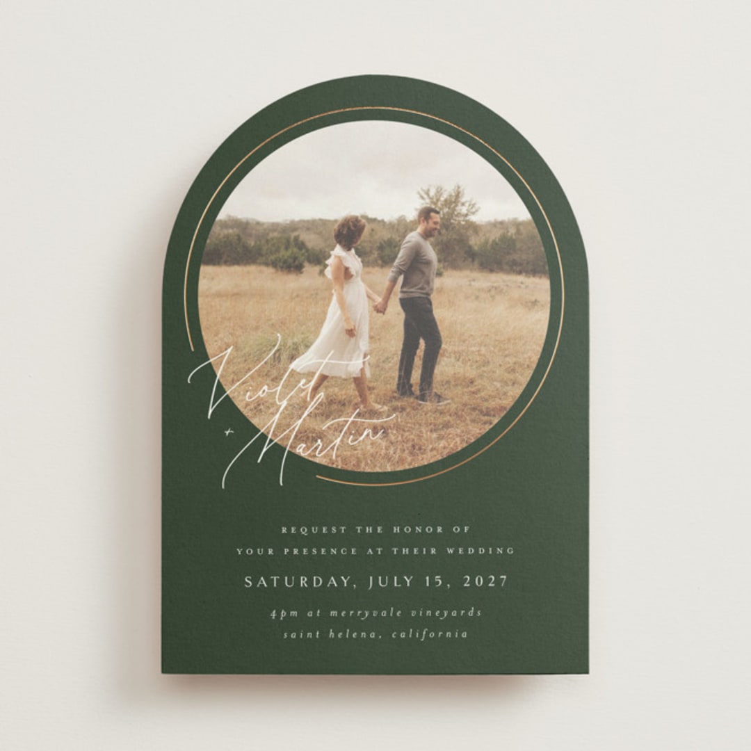 "Encircled Love" - Wedding Invitations in Emerald by Kelly Schmidt - Front