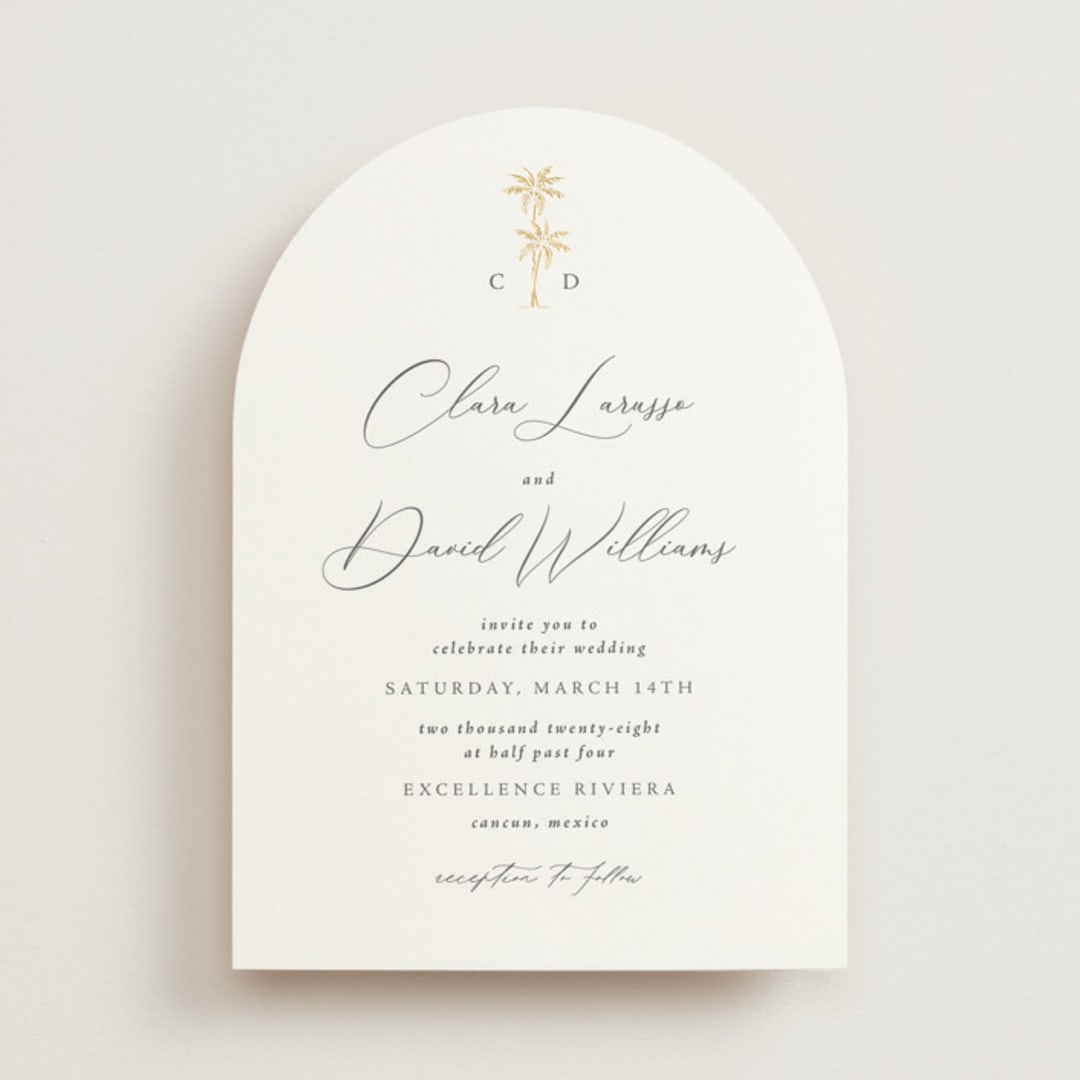 "Palm Monogram" - Wedding Invitations in Leaf by Olivia Raufman - Front