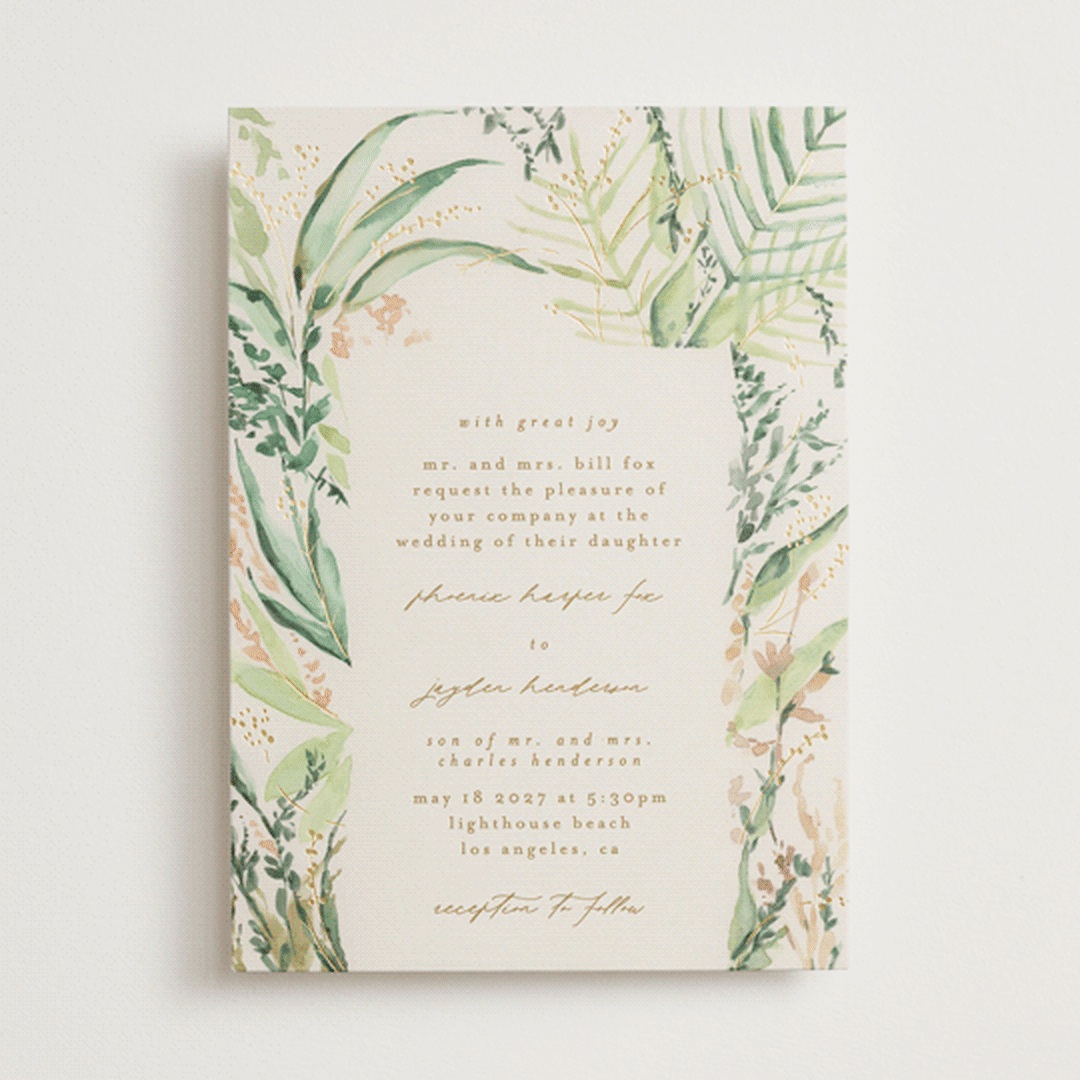"fresh tropical" - Wedding Invitations in Greenery by Phrosné Barwood - Front