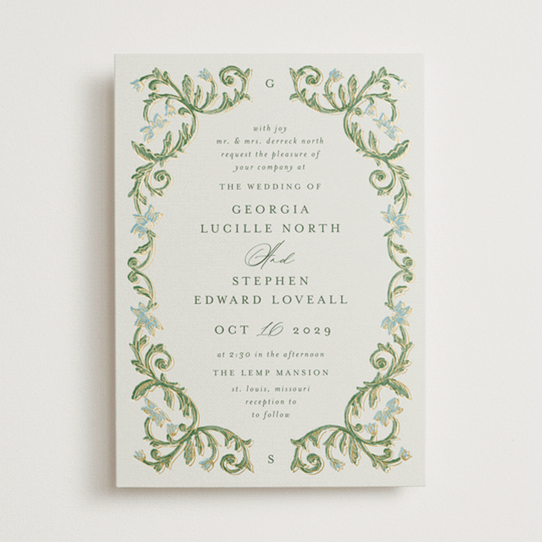 "grandeur" - Wedding Invitations in Bluebell by Jen Owens - Front