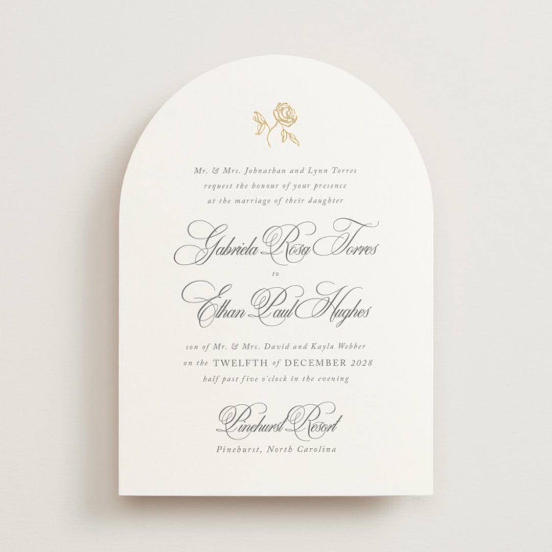 "Here With You" - Wedding Invitations in Classic Bride by Design Lotus - Front