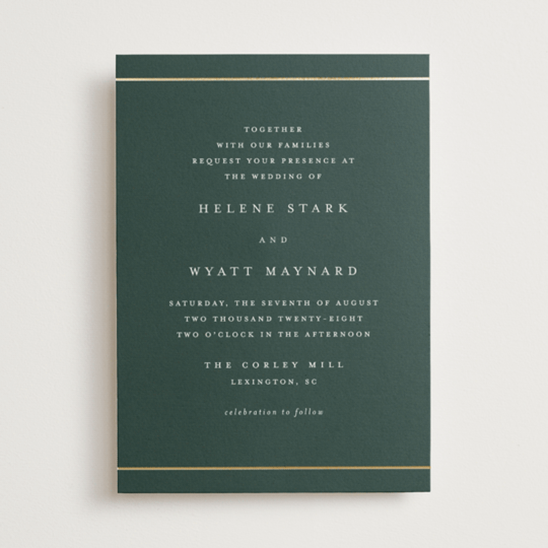 "Style and grace" - Wedding Invitations in Forest by Stacey Meacham - Front