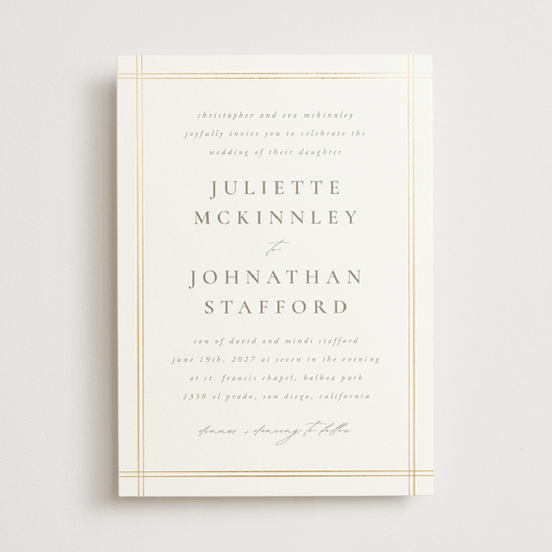 "Classic Line Frame" - Wedding Invitations in Silk by Wildfield Paper Co - Front