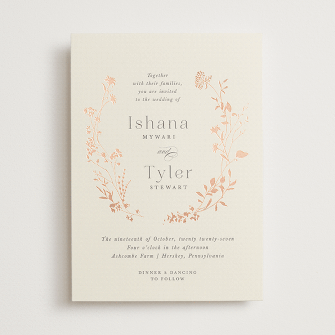 "Queen Anne's Lace" - Wedding Invitations in Creme Brulee by Jennifer Wick - Front