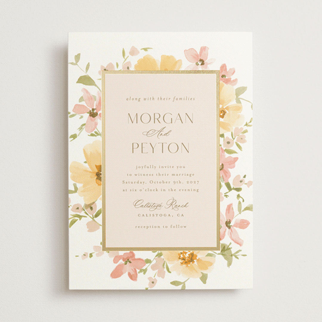 "Jardin" - Wedding Invitations in Carnation by Everett Paper Goods - Front