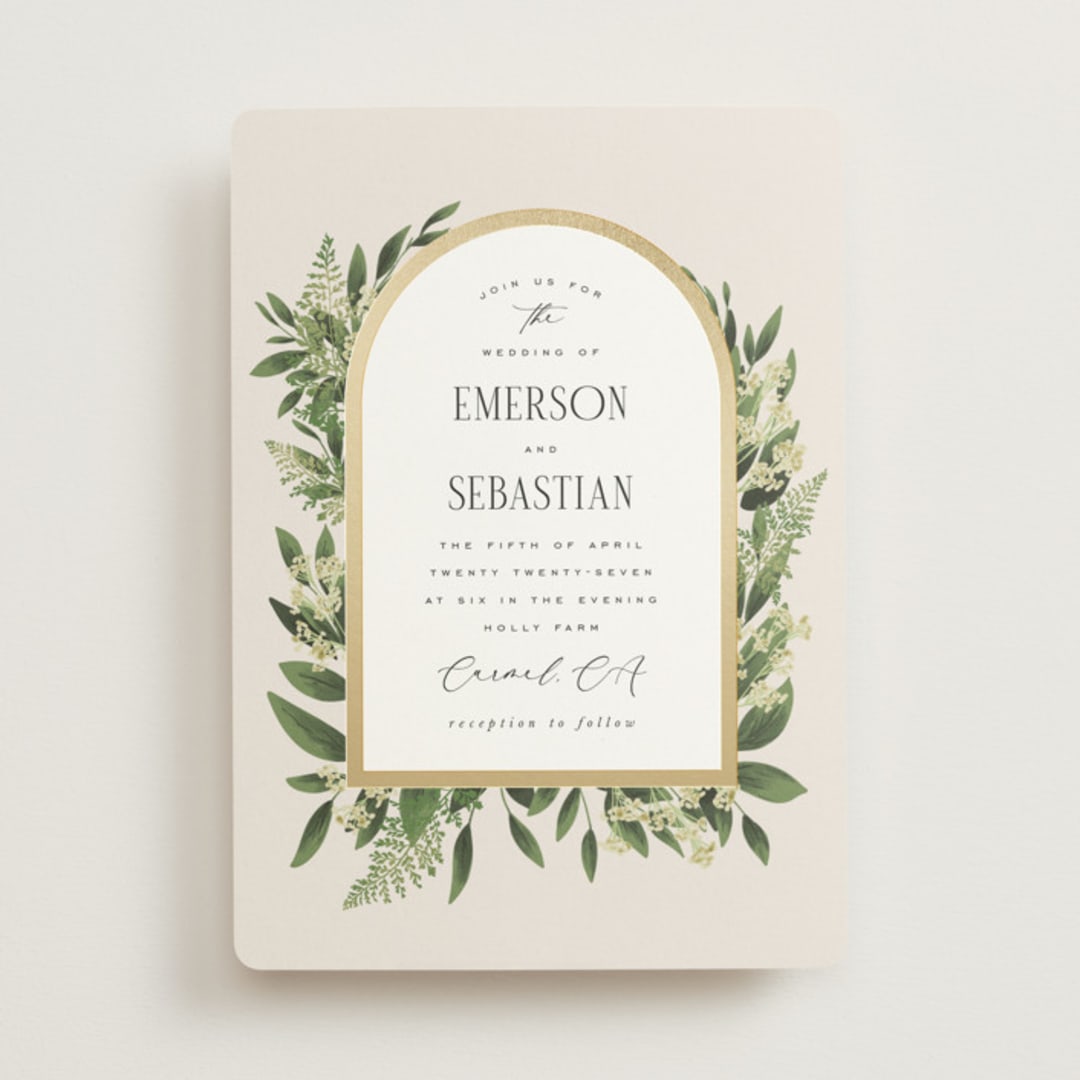 "Bliss" - Wedding Invitations in Champagne by Leah Bisch - Front