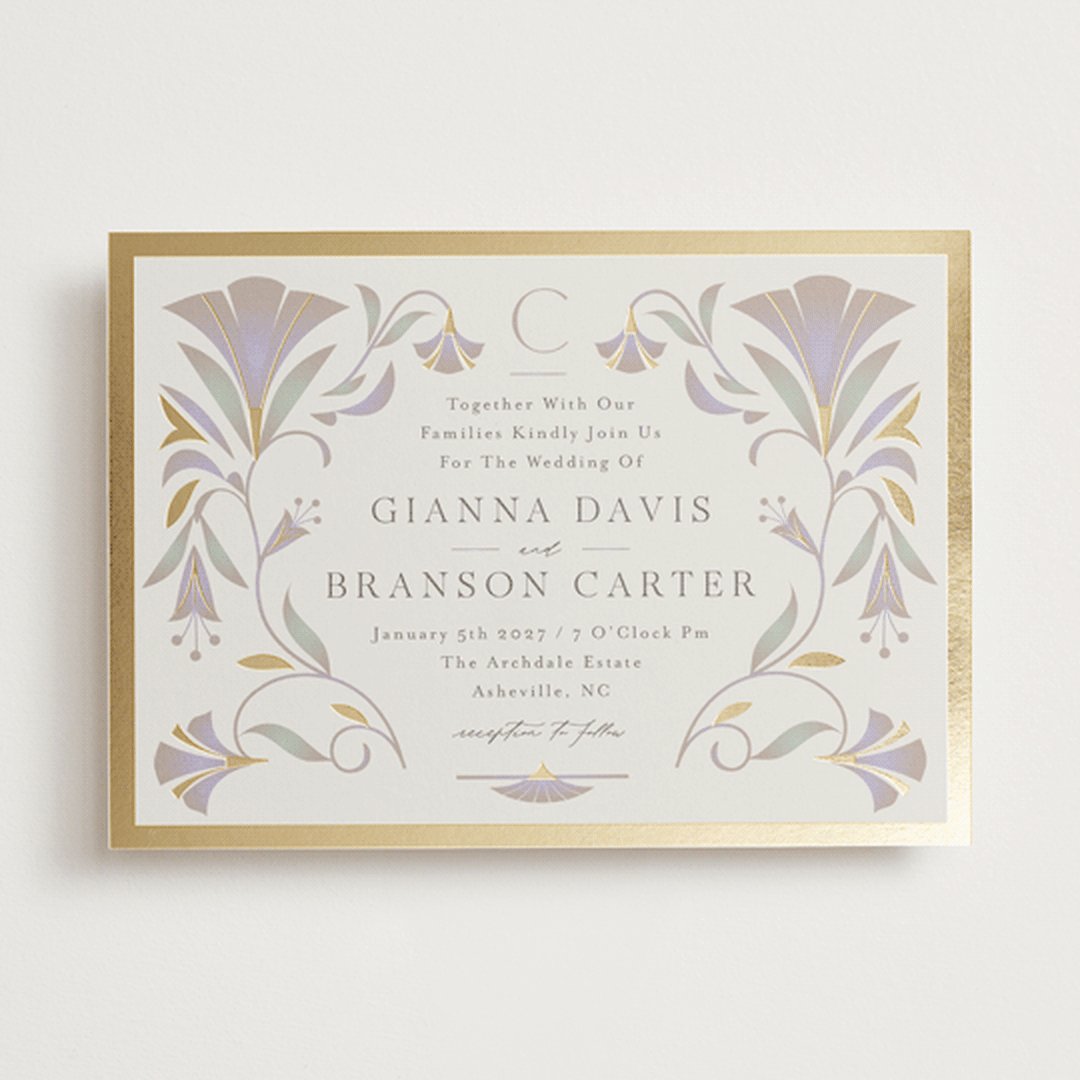 "Deco Nouveau" - Wedding Invitations in Vanilla by Lori Wemple - Front